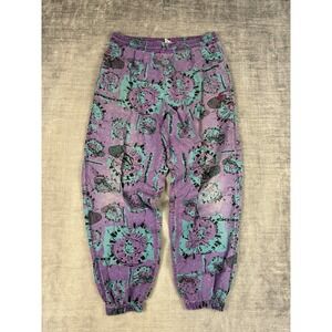 Speedo Pants Mens Small Purple Vtg 80s Bodybuilding Parachute Baggy AOP Surf